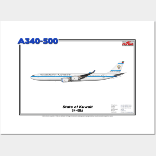 Airbus A340-500 - State of Kuwait (Art Print) Posters and Art